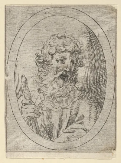 Saint Paul holding a sword, in an oval frame, from "Christ, the Virgin, and Thirteen Apostles"