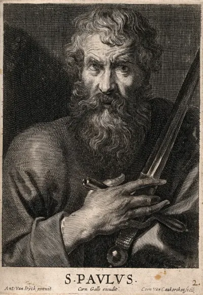 Saint Paul. Line engraving by C. van Caukercken after Sir A. van Dyck