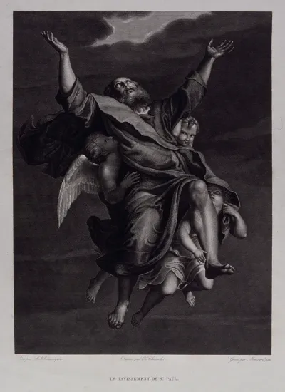 Saint Paul. Line engraving by Massard after C.A. Chasselat after D. Zampieri, il Domenichino