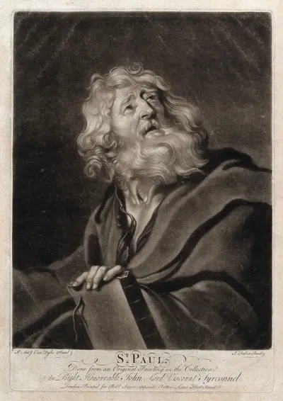 Saint Paul. Mezzotint by J. Faber after Sir A. van Dyck