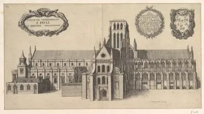 Saint Paul's, South side (Ecclesiae Cathedralis St. Pauli, A Meridi Prospectus), from "The History of St. Paul's Cathedral in London"