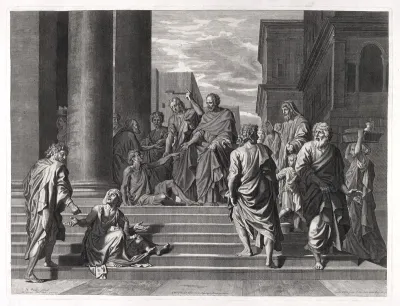 Saint Peter and Saint John healing the lame man at the entrance to the Temple in Jerusalem