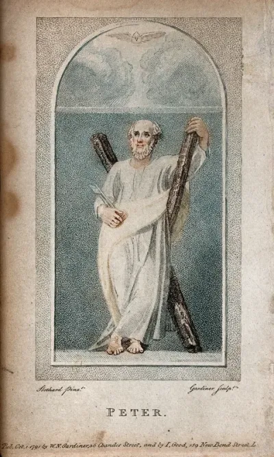 Saint Peter. Colour stipple engraving by W.N. Gardiner after T. Stothard