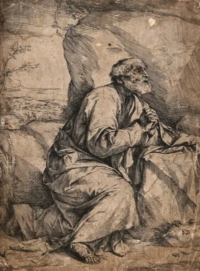 Saint Peter. Etching by J. Ribera