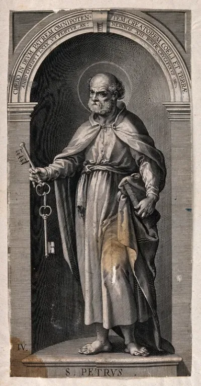 Saint Peter. Line engraving by L. Kilian, 1623, after J.M. Kager