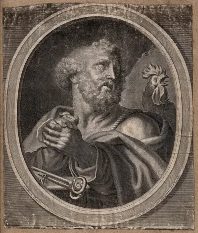 Saint Peter. Line engraving by N. Regnesson after C. Lebrun