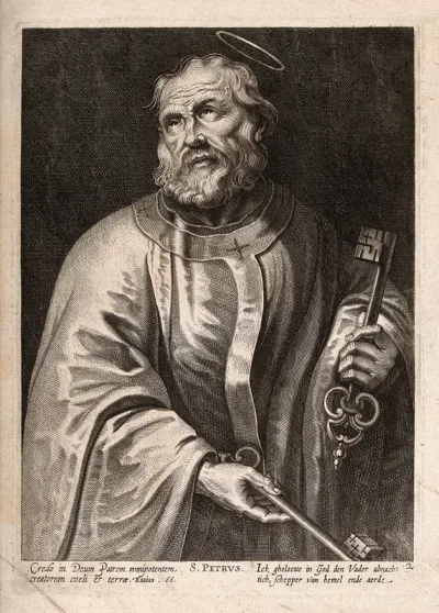 Saint Peter. Line engraving by N. Ryckmans after Sir P.P. Rubens