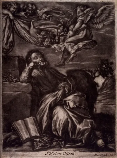 Saint Peter. Mezzotint by J. Smith after Johan Liss