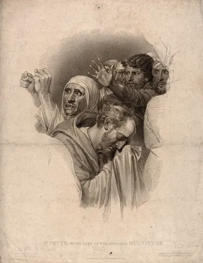 Saint Peter. Stipple engraving by E. Scriven, 1814, after H. Corbould after B. West