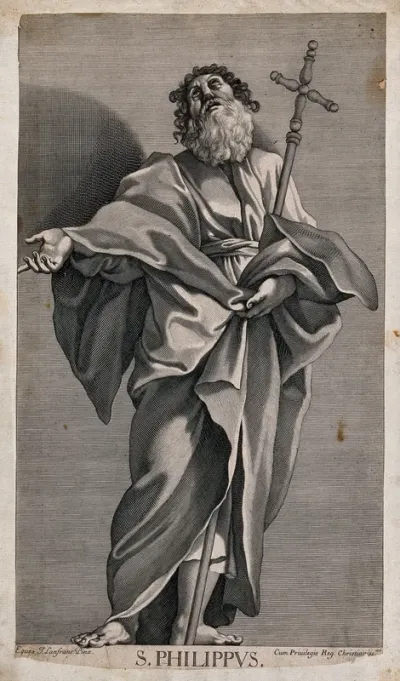 Saint Philip. Line engraving by F. de Louvement after H. Trudon after G. Lanfranco