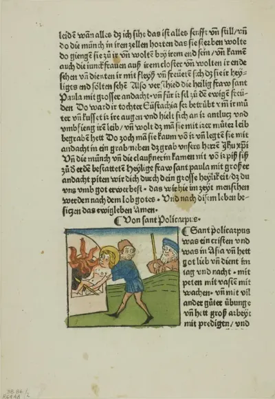 Saint Policarpus from Lives of the Heiligenleben, Sommerteil (Saints, Summertime), Plate 2 from Woodcuts from Books of the 15th Century