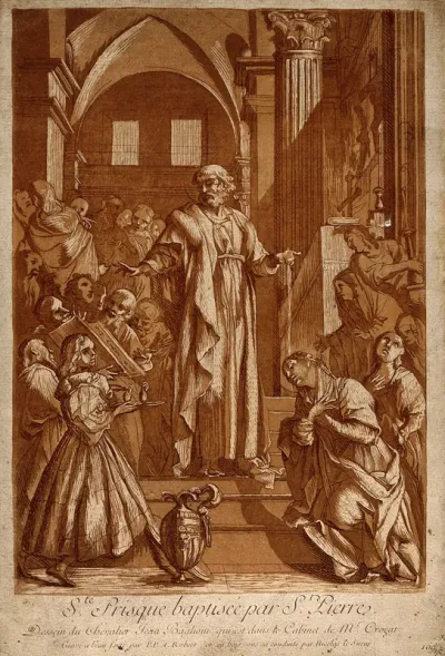 Saint Priscilla: she is baptized by Saint Peter