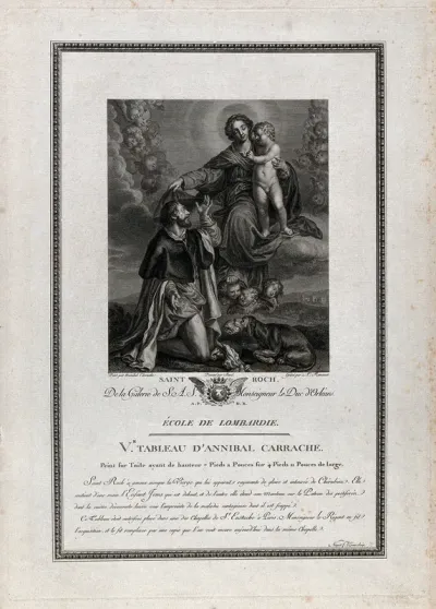 Saint Roch. Engraving by A.L. Romanet after Annibale Carracci