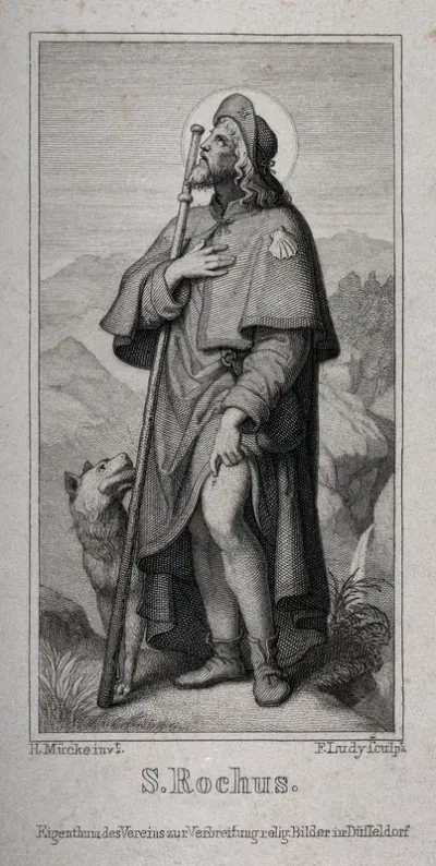 Saint Roch. Engraving by F. Ludy after K.A.H. Mücke