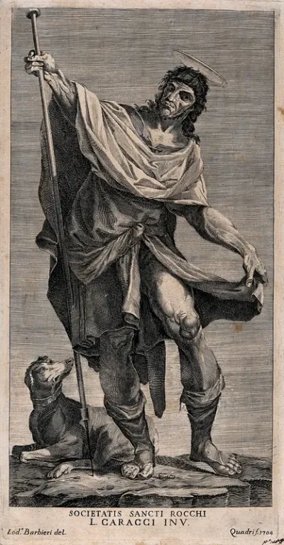 Saint Roch. Engraving by G.L. Quadri, 1704, after L. Barbieri after L. Carracci