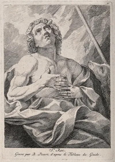 Saint Roch. Etching by B. Picart after G. Reni