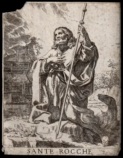 Saint Roch. Etching by D.M. Canuti