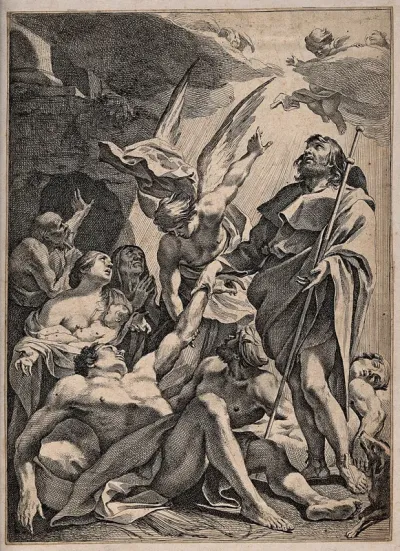 Saint Roch. Etching by F. Perrier, le Bourguignon