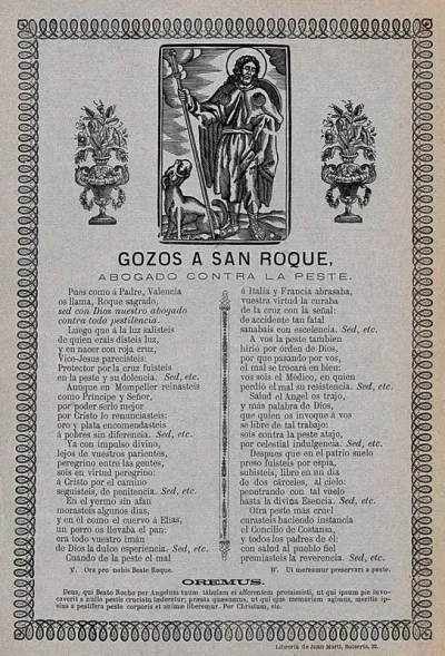 Saint Roch. Woodcut and letterpress
