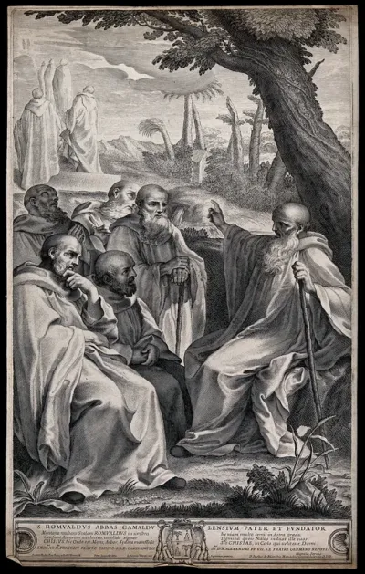 Saint Romuald. Engraving by G.B. Tolosani after P. Locatelli after A. Sacchi