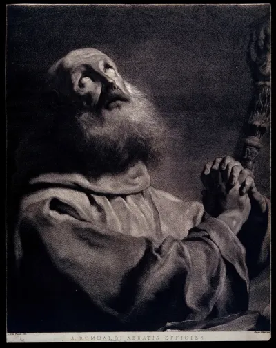 Saint Romuald. Line engraving by M. Pitteri after G.B. Piazzetta
