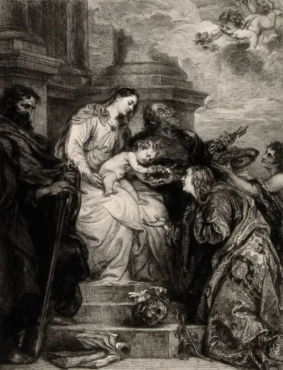 Saint Rosalia. Etching by W. Unger after Sir A. van Dyck