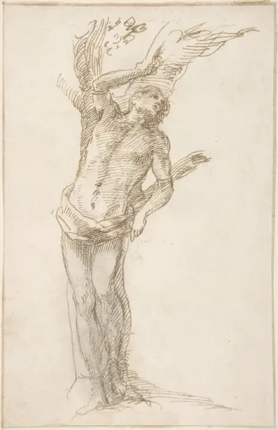 Saint Sebastian (?) Tied to a Tree