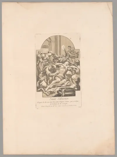 Saint Sébastien (Saint Sebastian), from Recueil d'estampes d'après les plus beaux tableaux et d'après les plus beaux desseins qui sont en France (Cabinet Crozat)