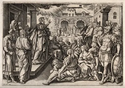 Saint Simon. Engraving after M. de Vos