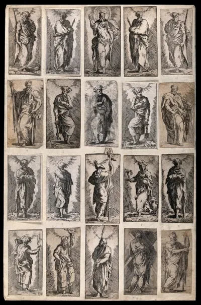 Saint Simon. Engraving by the Master F.P. after G.F. Mazzola, il Parmigianino