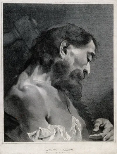 Saint Simon. Line engraving by M. Pitteri after G.B. Piazzetta