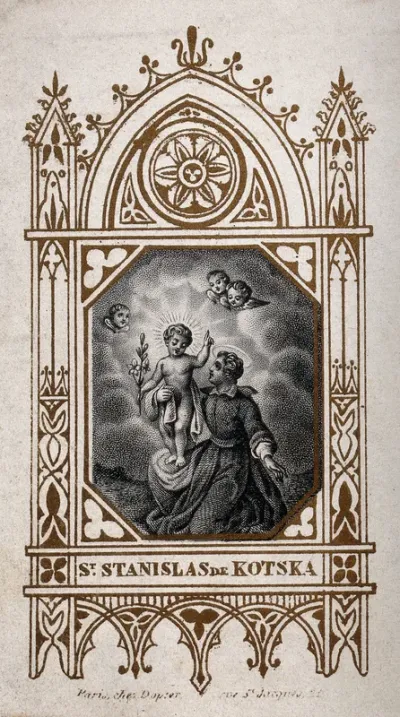 Saint Stanislaus Kostka: he holds the Christ Child, who blesses him