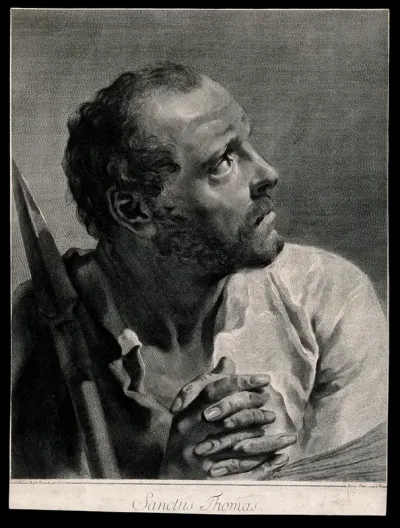 Saint Thomas. Line engraving by M. Pitteri after G.B. Piazzetta