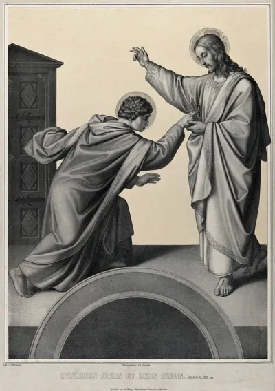 Saint Thomas puts his finger into Christ's wounded side