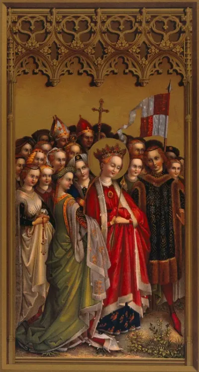 Saint Ursula. Colour lithograph, by C. Schultz, 1874, after S. Lochner