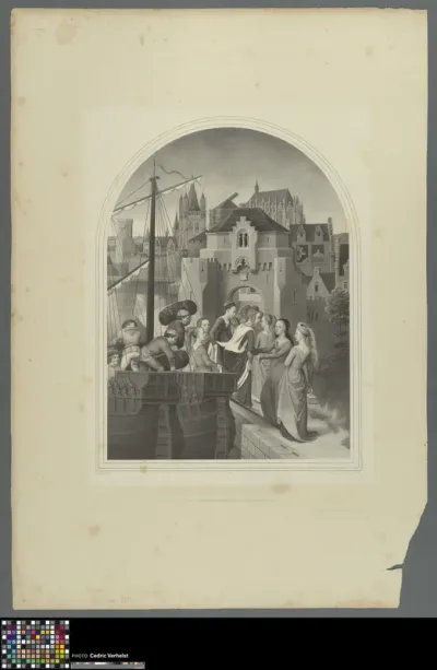 Saint Ursula disembarking at Cologne