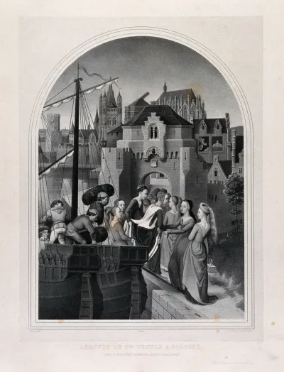 Saint Ursula disembarking at Cologne