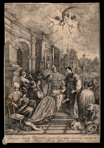 Saint Valentine baptising Saint Lucilla