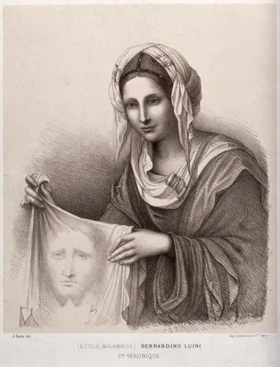 Saint Veronica. Lithograph after J. Balze after B. Luini