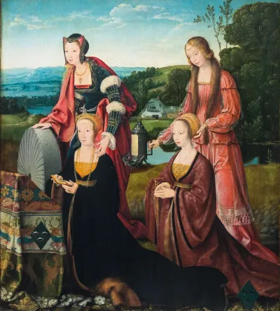 Saints Catherine and Gudula with Catharina Hackeney (née Hardenrath) and Sibilla Hackeney (née van van Merle)