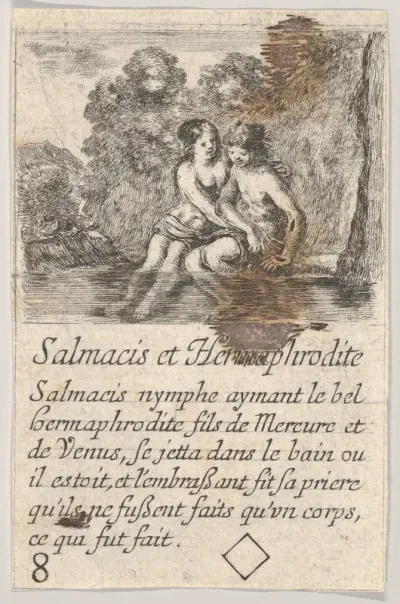 Salmacis and Hermaphrodite, from "Game of Mythology" (Jeu de la Mythologie)