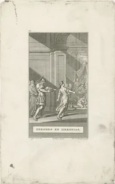 Salome brengt Herodes en Herodias het hoofd van Johannes de Doper