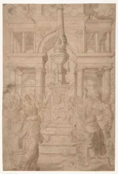 Salomon aanbidt een afgodsbeeld