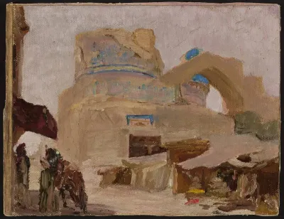 Samarkand – Bibi-Khanym, tomb of Tamerlane's wife. From the journey to Turkestan