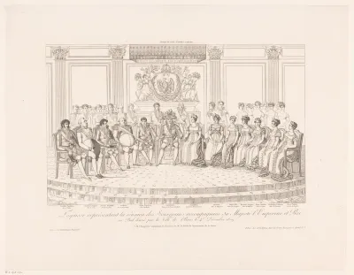 Samenkomst der soevereinen bij Napoleon I Bonaparte, keizer der Fransen