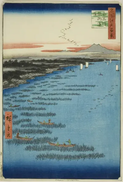 Samezu Coast in South Shinagawa (Minami-Shinagawa Samezu kaigan), from the series "One Hundred Famous Views of Edo (Meisho Edo hyakkei)"