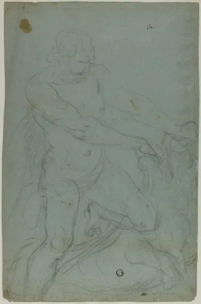 Samson and the Lion (recto); Virgin Mary with Right Arm Extended (verso)