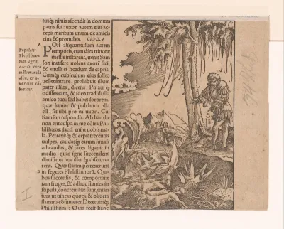 Samson jaagt de vossen met brandende fakkels aan hun staarten in de velden van de Filistijnen