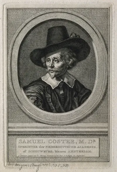 Samuel Coster. Line engraving by J. Houbraken after J. Verstegen
