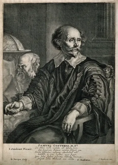 Samuel Coster. Line engraving by R. Perzyn after J. Sandrart